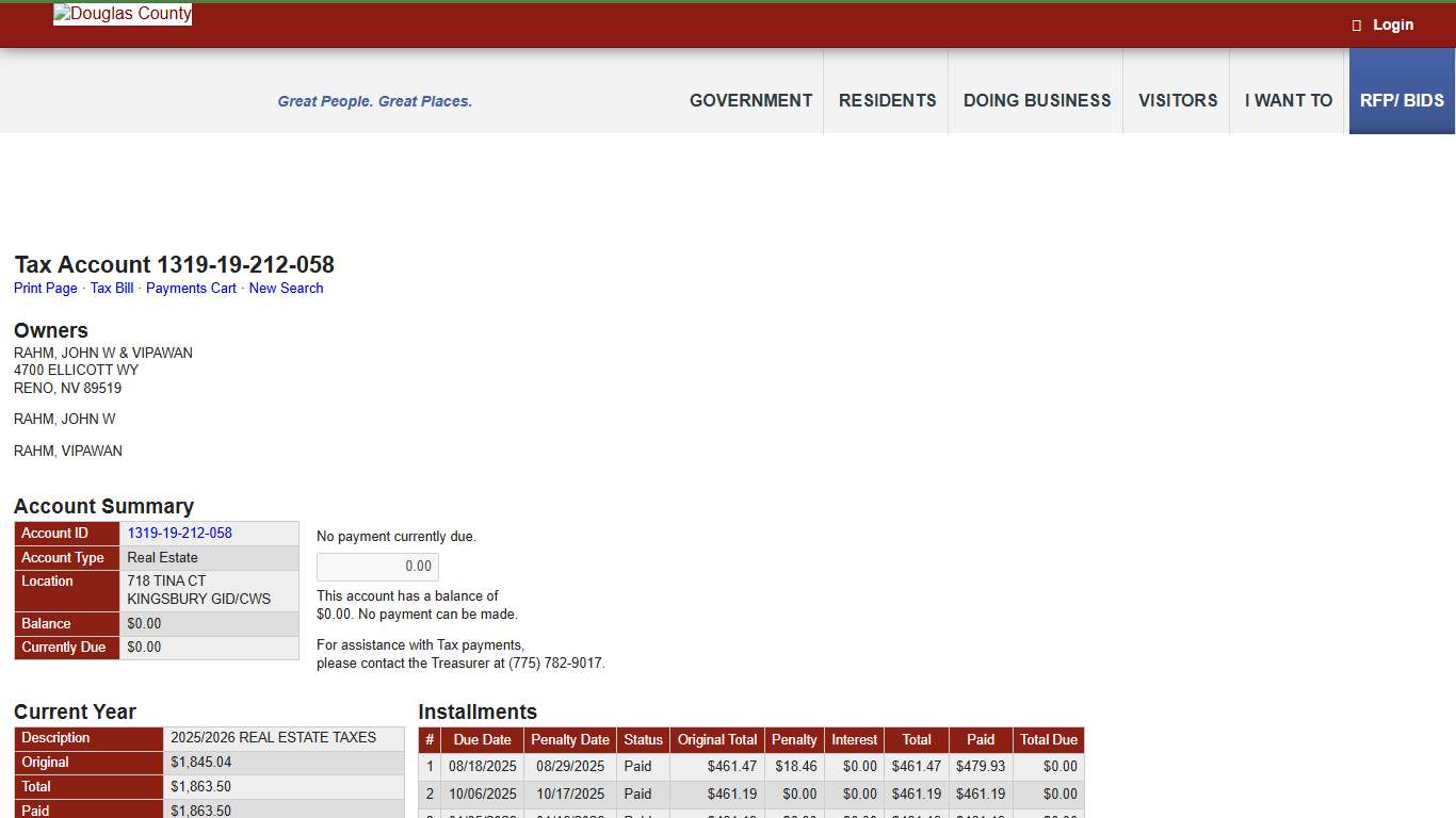 Tax Account 1319-19-212-058 - Douglas County Assessor